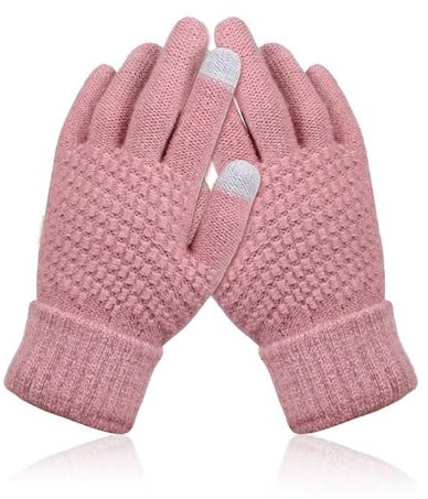 XNIVUIS Gants Tricotés d'Hiver Pour Femmes, Chauds à Ecran Tactile, Sport Vélo Cyclisme, Taille Unique (Rose)