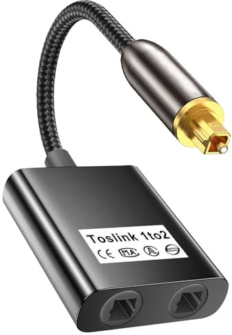POHOVE Toslink Splitter,Optischer Splitter 1 In 2 Out Optisches Kabel Splitter Digitaler Audio Optischer Splitter Adapter für TV, DVD, Soundbar