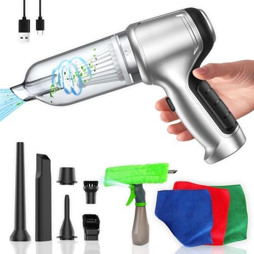 Mini Aspirador Coche Potente y Portatil (3 en 1): Kit Completo para una Limpieza Impecable. Aspiradora de Mano Pequeña, Soplador Inalámbrico y Quita Manchas. ¡Descubre la Versatilidad en Limpieza!