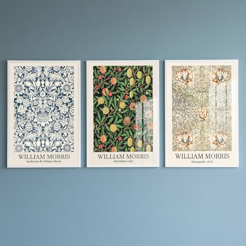 PWAAHDC William Morris Poster 3er Set – Vintage Wandbilder 30x40 ohne Rahmen – Neutrale Poster fürs Wohnzimmer, Schlafzimmer oder Badezimmer