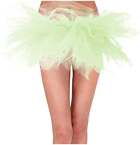 Tüllrock für Erwachsene, 6-lagig, Tutu, Mini-Ballkleidrock, Damen, Klassische Prinzessin, Flauschige Ballettröcke Plissee Röcke (Mint Green, L)