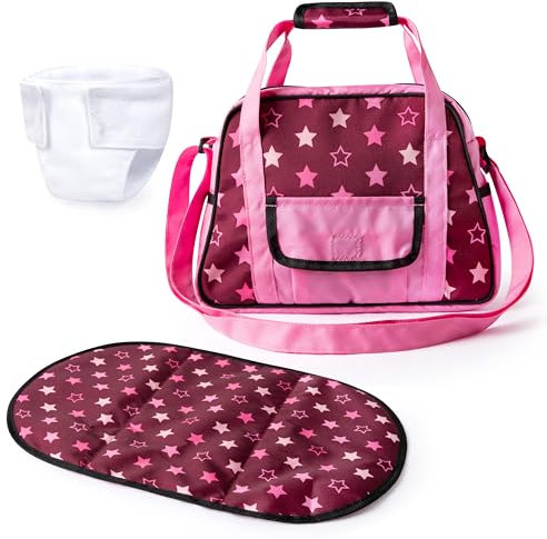 Bayer Design 69023AA Wickeltasche für Puppen, Winkelunterlage, Stoffwindel, Puppenzubehör, Tasche