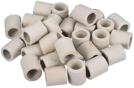 sourcing map Insulated Ceramic Tube 12x18x20mm Heat Insulation Ceramic Tubing for Electric Furnace Wire, Oven, Bundle Protection, Pack of 30