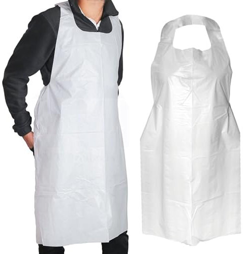 KIBERTIC - 100 Einwegschürzen Erwachsene, Plastikschürzen Einweg, Medizinische Einwegschürzen, Einmalschürzen