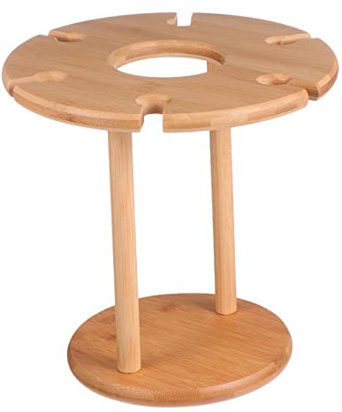 Cabilock 1stk Weinglashalter Aus Holz Vintage Wohnkultur Klappbarer Strandtisch Weinregalständer Aufbewahrungsboxen Dekorativ Weingläser Im Freien Weinglasregal Hölzern Bambus Glasflasche