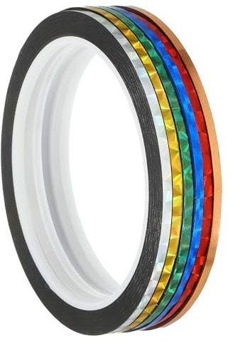 PATIKIL Prism Tape 3mm / 0,12 Inch, 6er Pack Holographisches Metallisiertes Reflektierendes Selbstklebendes Band für DIY Kunsthandwerk, Verpackung, Wanddekoration, Mehrfarbig