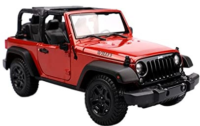 EMRGAZQD Motorfahrzeuge Replika Auto 1/18 Für Jeep Willys Wrangler 2014 Statische Metall Diecast Off-Road Auto Modell Simulation Sammeln Ornament Originalgetreue Nachbildung(Orange)