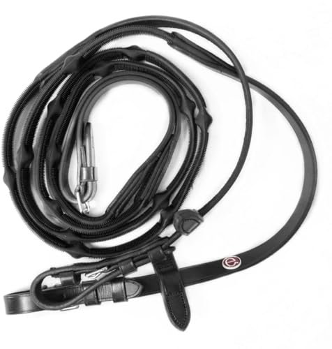 e EQUITYUM Führstrick aus Leder und Gummi gepolstert, italienisches Design, bequem und effizient (schwarz, Full)