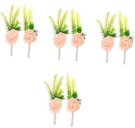 Ciieeo 8 STK Bräutigam Trauzeuge Corsage Ansteckblumen Aus Künstlichen Blumen Rose Ansteckblume Ginster Künstliche Blumenkorsagen Ansteckblume Für Den Bräutigam Bankettkorsage Rosa Metall