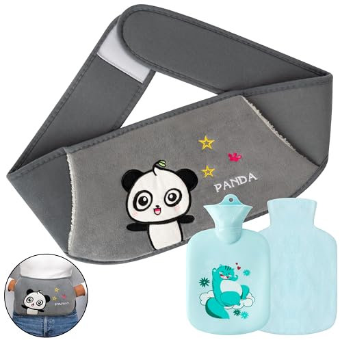GwaOery Wärmflasche mit Weichem Bezug, Winter Wärmflasche Tasche mit Gürtel und weichen Plüsch Hand Waist Warmer Abdeckung für Schulter, Hals, Hand, gut für Schmerzlinderung von Rückenschmerzen（Blau）