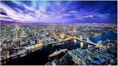 1000 Pieces Adult Wooden Jigsaw Puzzles Jigsaw London City Lights View Unisex Games