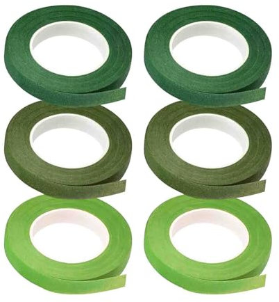 HZXINYI 6 Stück Floristenband 3 Farben Floristik Kreppband Selbstklebend Flora Kreppband Blumenband für Blumenstrauß Blumenverpackung Basteln Hochzeitskranz (27m/Rolle)