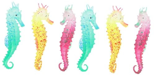 BUGUUYO 6 Stück Aquarium Landschaftsbau Seepferdchen Aquarium Tier Ornament Leuchtende Dekorationen Künstliches Schwimmendes Seepferdchen Bürolandschaft