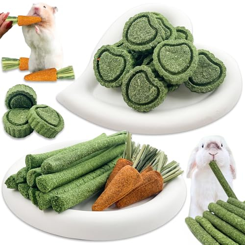 Ourdort 24 pcs Bastoncini di Fieno Timothy, Mangime Fieno per Conigli Cavia Criceti Cincillà, Bastoncini di Fieno Timothy per Conigli Porcellini d'India, Cincillà, Criceto