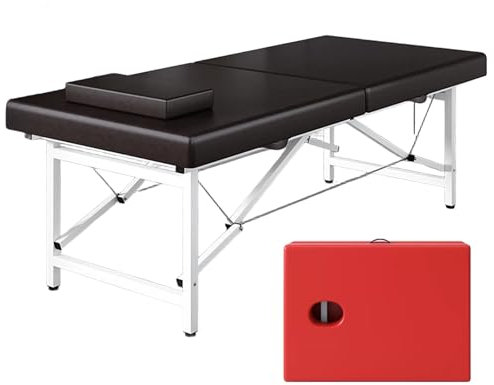 Massageliege für Sex mit Loch Tragbares Tattoo-Bett Aus Leder Faltbar Ohne Installation Hydrotherapiebett mit Atmendem Gesicht Tragfähigkeit 250 Kg(Brown,180 * 60 * 60cm)
