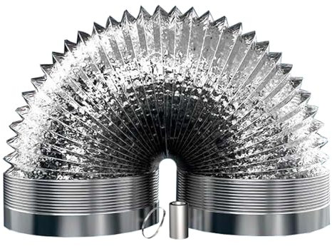 Tubo de Ventilación de Flexible para Evacuación de Humos, Manguera de Escape de Aluminio para Secadoras, Conducto de Aire de Termorresistente, para Campanas Extractoras, Hornos Industriales(2m,250mm)