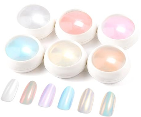 BISHENGYF Fairy Effect Chrome Nail Powder - Pearl Chrome Nail Powder, Mermaid Aurora Crome Powder for Nails Art DIY Decoration