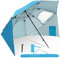 Herrselsam Parasol tente de plage | Parasol robuste 2 en 1 pour plage et jardin | Crème solaire imperméable anti-UV | Pliable multifonctionnel | Bleu ciel