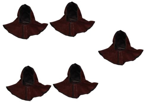 Angoily 5 Piezas sombrero de soldador de capa para Sí cuero calor deber gorro soldador gorro de soldar campana de soldadura capucha de soldadura de piel de vaca Ante serraje vacuno Brown