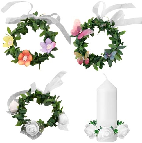 BSITSSS 3 Stück Kerzentropfschutz, Kerzenrock Kommunion, Tropfschutz Taufkerzen für Kerzen 3-6cm Durchmesser, Erstkommunion Deko Kränze Kerzenringe, Tropfenfänger Kommunionkerze Kerzenkranz