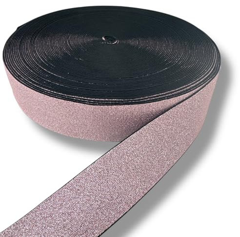 Nähmit Glitzer Gummiband Bundgummi - 40mm breit Meterware