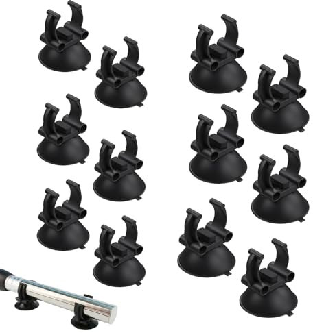 12 Pièces Ventouse Aquarium Ventouses pour Chauffage d'Aquarium Ventouse Clips Supports pour Canne Chauffante Standard(Noir)