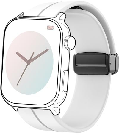 Blueshaweu 18mm 20mm 22mm Armband Kompatibel Für Ice-Watch - Ice Smart Serie, Weiches Silikon Dual Magnetisch Einstellbar Armbänder Kompatibel mit Ice Smart Serie Smartwatch (weiß, 22mm)