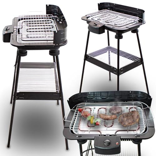 BITUXX Elektrischer Grill Standgrill Balkongrill Gartengrill Elektrogrill 2200 Watt auch als Tischgrill verwendbar