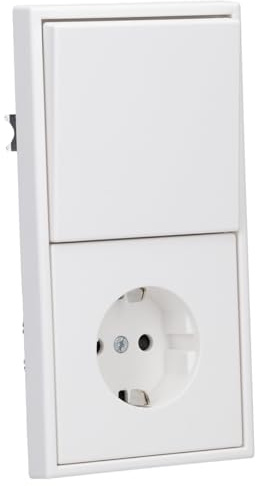 JUNG Serie LS Schalter + Steckdose Safety Set Schneeweiß Matt | mit 506U Wippschalter Universal, LS1520KIWWM SCHUKO Steckdose mit Berührungsschutz, LS990WWM Wippe, LS982WWM Rahmen 2-fach