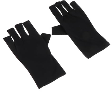 FONDOTIN Uv Schutzhandschuhe Schutz vor Uv Strahlen Halbfinger 2 Stück aus Polyester Widerstandsfähig und Atmungsaktiv für Maniküre und Gel Nägel