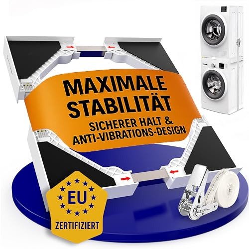 MEISTERWERK Zwischenbaurahmen Universell einstellbar - (EU ZERTIFIZIERT) Verbindungsrahmen für Waschmaschine & Trockner - Zwischenbausatz