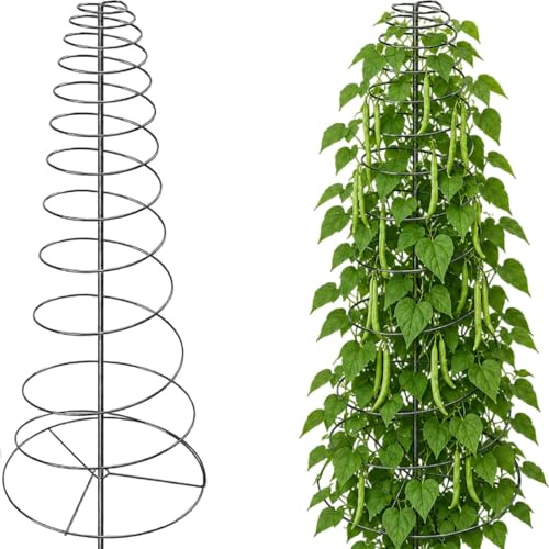 Metall Rankhilfe Spiral Spalier für Kletterpflanzen, 185cm höhenverstellbare Pflanzenstütze, stabile witterungsbeständige Garten Rankhilfe für Tomaten Gurken Bohnen, Innen- und Außenbereich