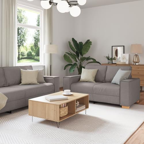 ROMHZKS Modernes Sofa-Set Taupe: Atmungsaktive Polsterung & Robuster Stahlrahmen für Wohnzimmer und Büro, 6-Sitzer Sitzgruppe mit Sessel, Zweisitzer und Dreisitzer, Einfache Montage,