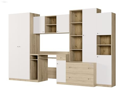 e-Meblast Wohnwand Nel 200x53cm Modern Schrankwand Wandkombination | Schreibtisch, Wohnzimmer, Modern Schrankwand, Wandkombination