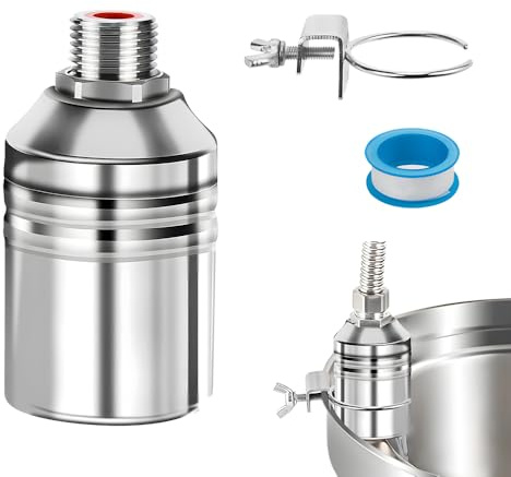 Udbrud Schwimmerventil für Wassertank Pool, Automatisches Wasserstandskontrollventil, 304 Edelstahl Schwimmerventil mit Dichtungsband Automatische Wasserstandsregelung für Fischteiche Pools (1/2 Zoll)