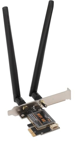 Naroote PCIe WiFi 6E-Karte, AX5400-Mbit/s-Band-Wireless-Adapter, Bluetooth 5.2-Netzwerkkarte mit 8 DB Dual-Antennen, MU MIMO, OFDMA und Extrem Niedriger Latenz, für 10 11 Openwrt (Keine Antennenbasis)