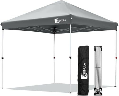 Sunula Pavillon 3x3 Faltbar Pop Up Faltpavillon 3 x 3 m | 3x3m für 6‑9 Personen, UPF 50+ UV‑Schutz, Wasserdichtes Dach, Einfacher Aufbau, inkl. Praktische Tragetasche, Grau