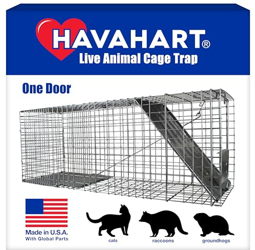 Havahart Large 1-Door Live Animal Trap for Raccoons, Cats, Bobcats, Beavers, Skunks - Heavy Duty Humane Catch and Release Cage Trap for Outdoor Pest Control, 1079SR