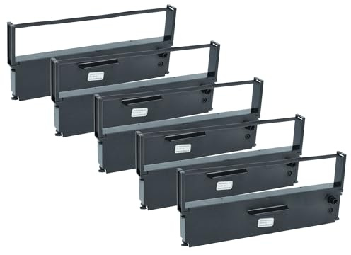 vhbw 5x Farbband Schriftband Ersatz für Epson S015231 | ERC-31, C43S015231, C43S015369, ERC-31B für Nadeldrucker, Bondrucker - Schwarz