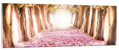 Quadro su Vetro Albero fiori ciliegia natura Stampe da Parete in Vetro 90x30cm Quadri Moderni Soggiorno Camera da Letto Cucina 1 pezzo Piccoli Decorazione Murale Wall Art Immagini GAB90x30-2794
