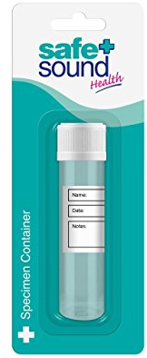 Safe & Sound Specimen Container - 30ml Sample Pot with Screw Lid & Label - Clear