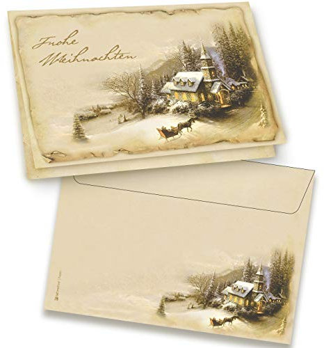 Nostalgie Weihnachtskarten Set Winteridylle 16 Sets DIN A6 mit Umschlag