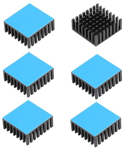 Kleiner Aluminium-Kühlkörper, 25 x 25 x 10 mm, mit wärmeleitfähigem, doppelseitigem Klebeband, Kühler für ASUS ROG Ally GPU IC-Chips (25 x 25 x 10 mm, schwarz), 6 Stück