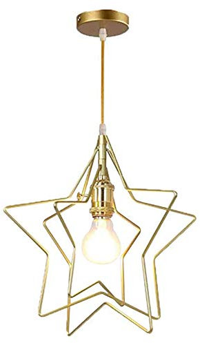 Mengjay E27 Industriel Métal Suspensions Moderne Plafonnier Luminaire Plafond Plafonnier Lumiere Lampe Pendentif Lumiere Moderne Suspensions Luminaire,pour Restaurant Hôtel(d'or,Forme d'étoile)