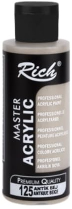 Master Acrylic 120 cc Antique Beige, Hochwertige Wasserbasierte Acrylfarbe, Geruchsneutral, Hohe Deckkraft, Halbmatte Oberfläche, Ideal für Kunst, DIY, Dekorationen und Handwerksprojekte