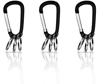 Holesto® Karabiner Schlüsselanhänger 3er Set - Schlüssel Anhänger - Schlüssel Organizer - Key holder - Schlüsselbund Karabiner - 3 ausklinkbare Ringe zur Schlüsselorganisation (Schwarz 3 Stück)