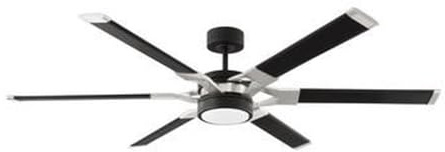 Monte Carlo 6LFR62MBKD Loft Industrial 62 Outdoor/Indoor Damp Ceiling Fan with LED Lights and Remote Control, Midnight Black