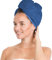 Brandsseller Asciugacapelli turbante per capelli con bottone, 100% cotone (blu)
