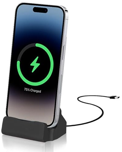 Agatige Stazione di Supporto per Dock, Tipo C Dock di Ricarica per Telefono Cellulare USB Stazioni di Ricarica della Porta di Tipo C per Uffici Domestici di Caricabatterie(Nero)