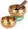 Relaehih Juego de 2 cuencos tibetanos 100% hechos a mano en Nepal, juego de meditación para yoga, curación de chakras, regalos de meditación, regalos únicos para mujeres (azul, 3.15 + 4 pulgadas)
